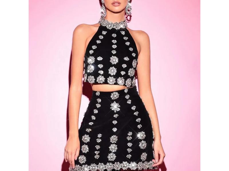 Μαύρο Σετ με Στρας και Λάμψη