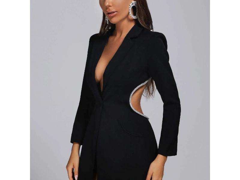 Μίνι Blazer Φόρεμα με Cut-Out και Στρας
