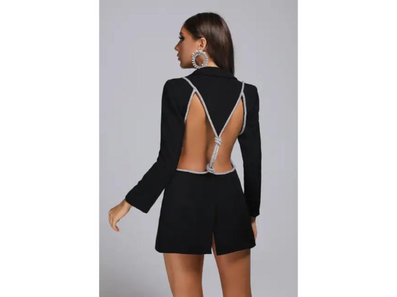 Μίνι Blazer Φόρεμα με Ανοιχτή Πλάτη και Στρας
