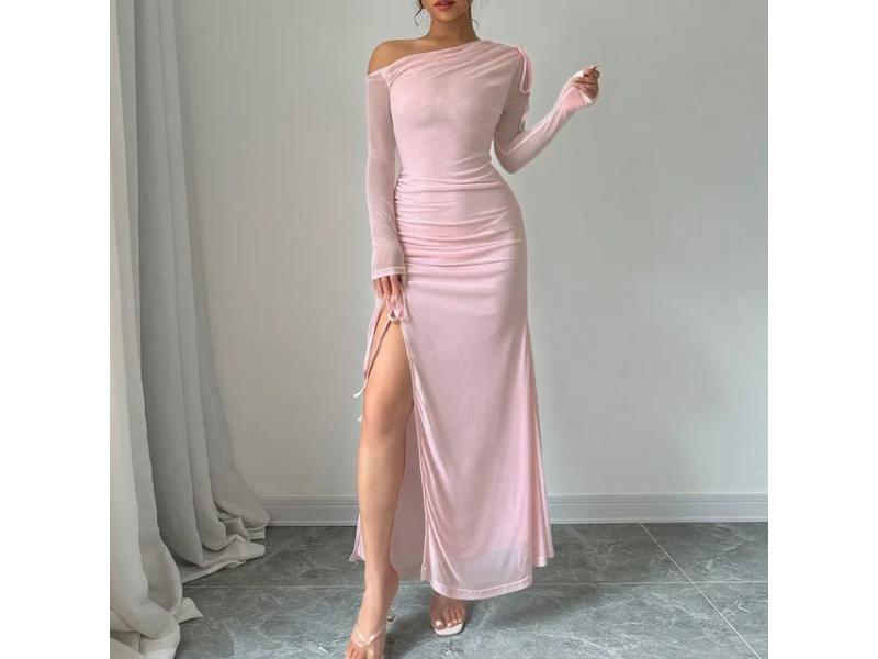 Maxi Φόρεμα Ένα Ώμο με Σκίσιμο