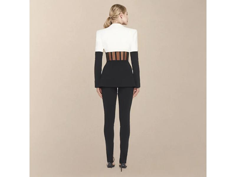 Μαύρο-Λευκό Blazer με Κορσέ