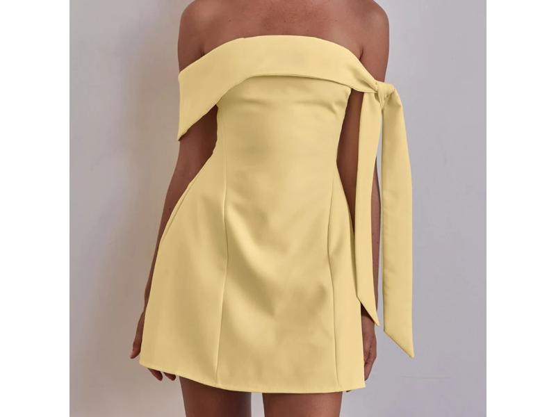 Mini Φόρεμα Off-Shoulder με Φιόγκο