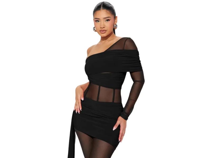 Σετ Με Έναν Ώμο και Διάφανα Πάνελ Μαύρο