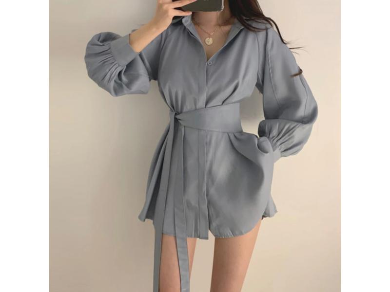 Mini Πουκαμισοφόρεμα με Ζώνη