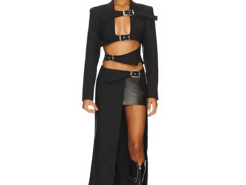 Crop Blazer με Cut-Out και Ζώνες