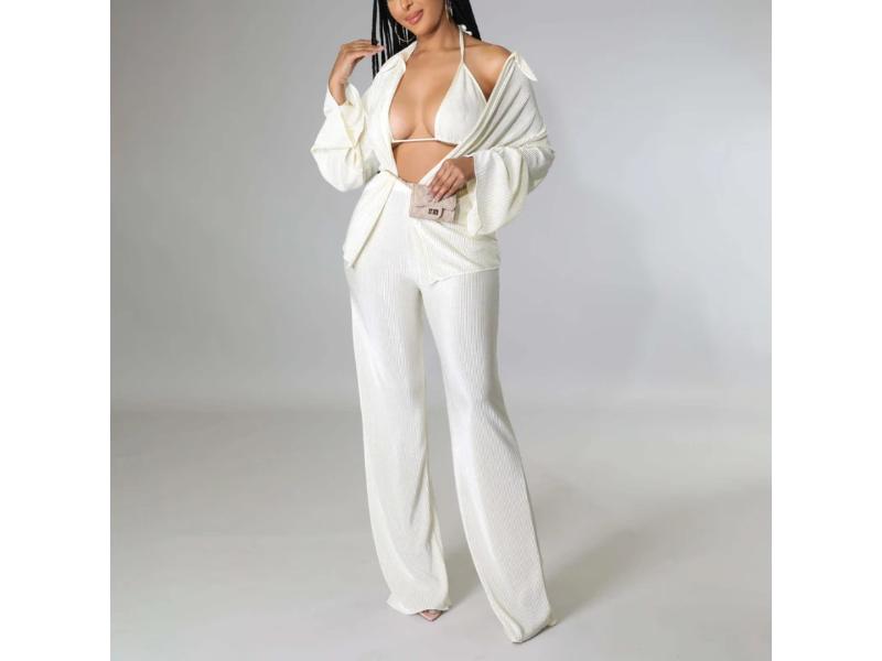 Σετ Τριών Τεμαχίων Pleated Satin