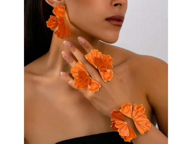 Σκουλαρίκια Orange Yellow Flower