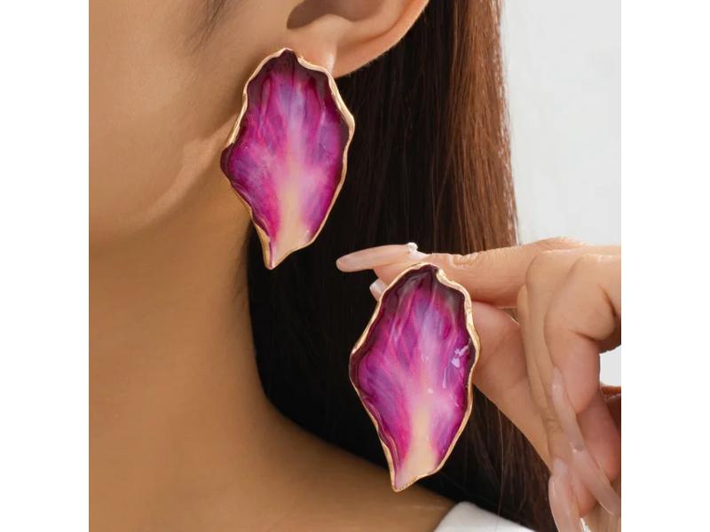 Σκουλαρίκια Leaf Fuchsia