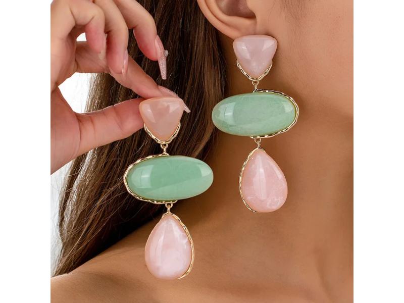 Σκουλαρίκια Pastel Green & Pink Drops
