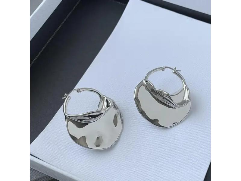 Σκουλαρίκια Folded Metal Hoops Silver