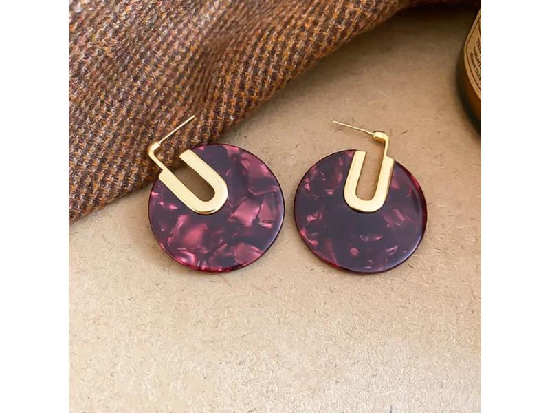 Σκουλαρίκια Round Acrylic Hoops Wine