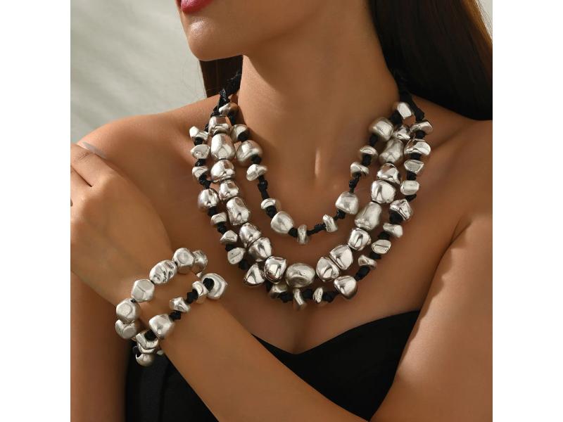 Κολιέ & Βραχιόλι Silver Chunky