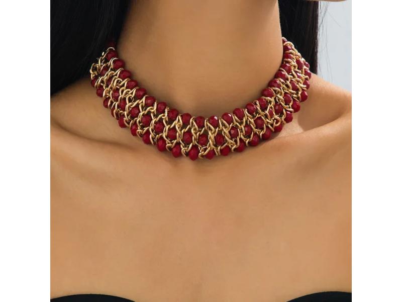 Κολιέ Choker Με Κόκκινες Χάντρες