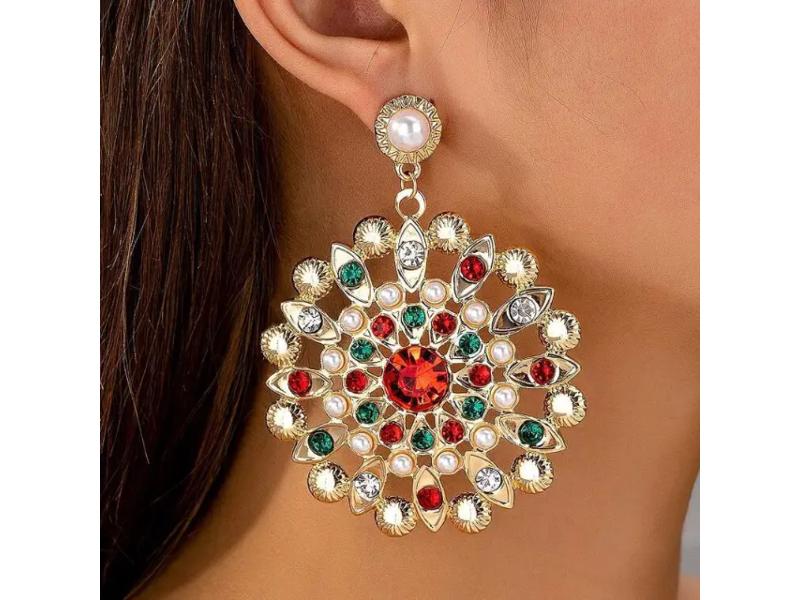 Σκουλαρίκια Festive Mandala Red