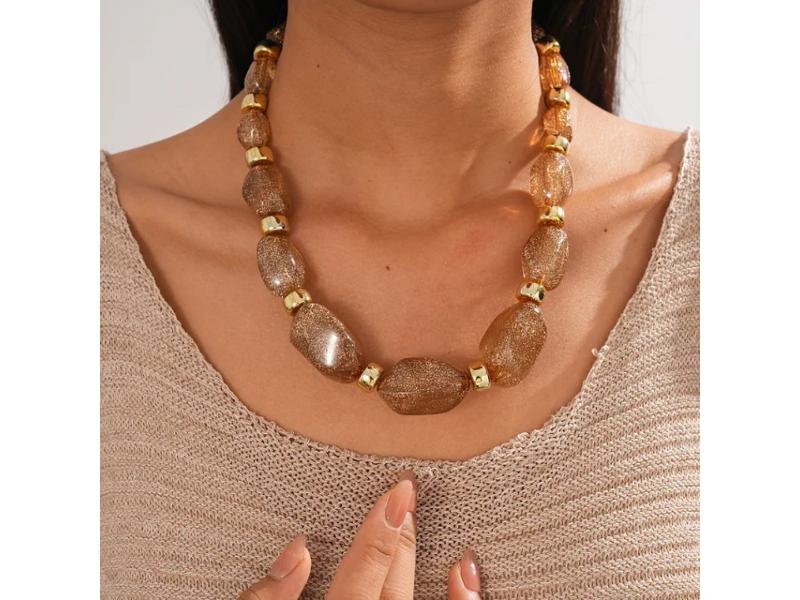 Κολιέ Μεγάλες Χάντρες Χρυσό