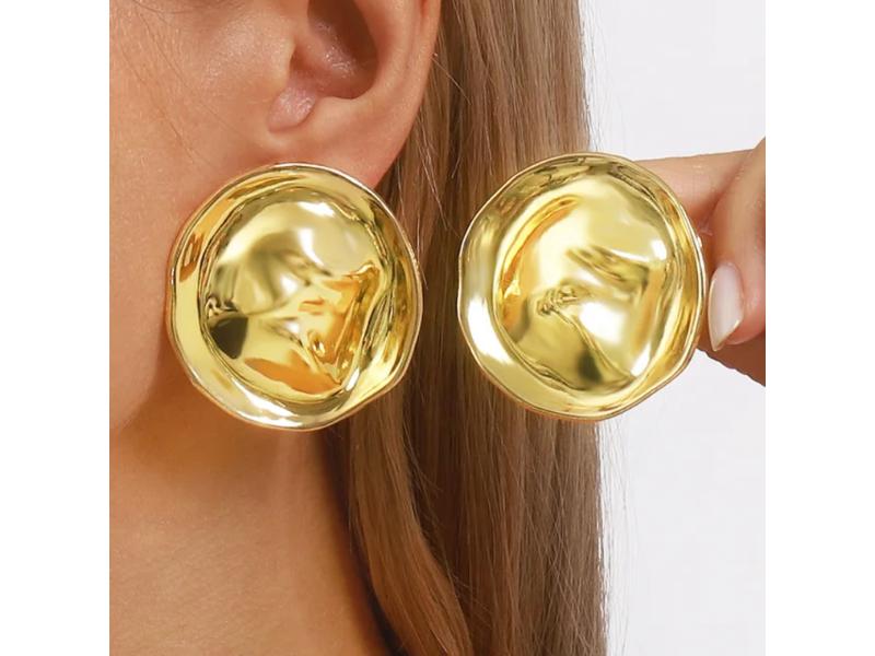 Σκουλαρίκια Golden Texture Round