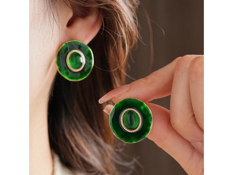 Σκουλαρίκια Emerald Round Vintage