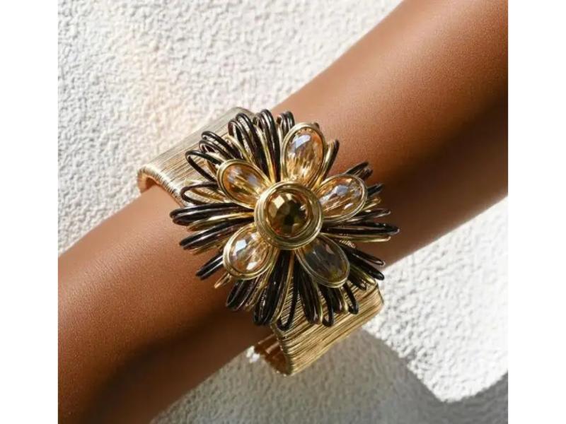 Βραχιόλι Floral Crystal Bloom Gold