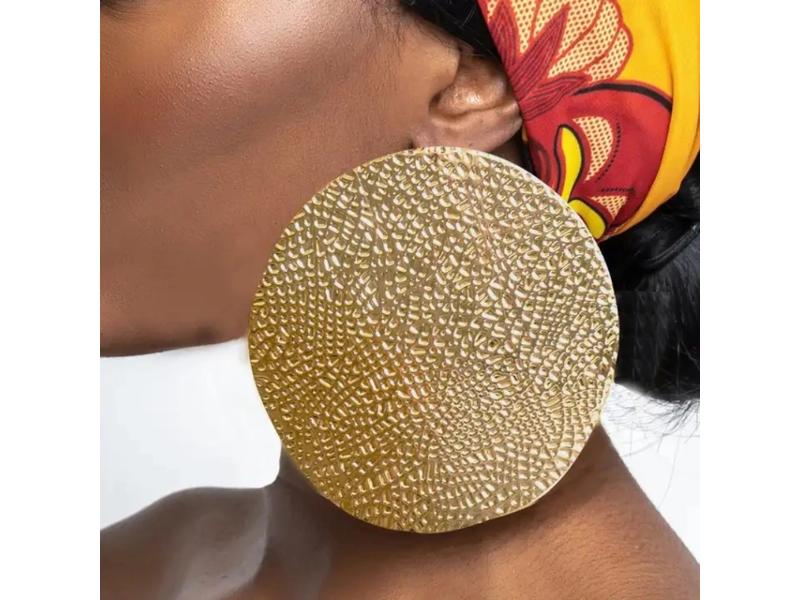 Σκουλαρίκια Round Textured Oversized Gold