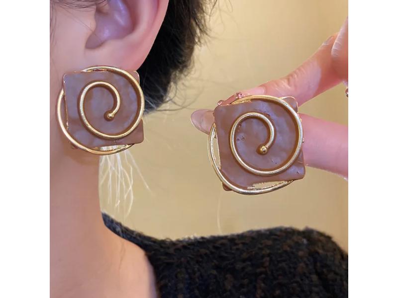 Σκουλαρίκια Spiral Square Brown
