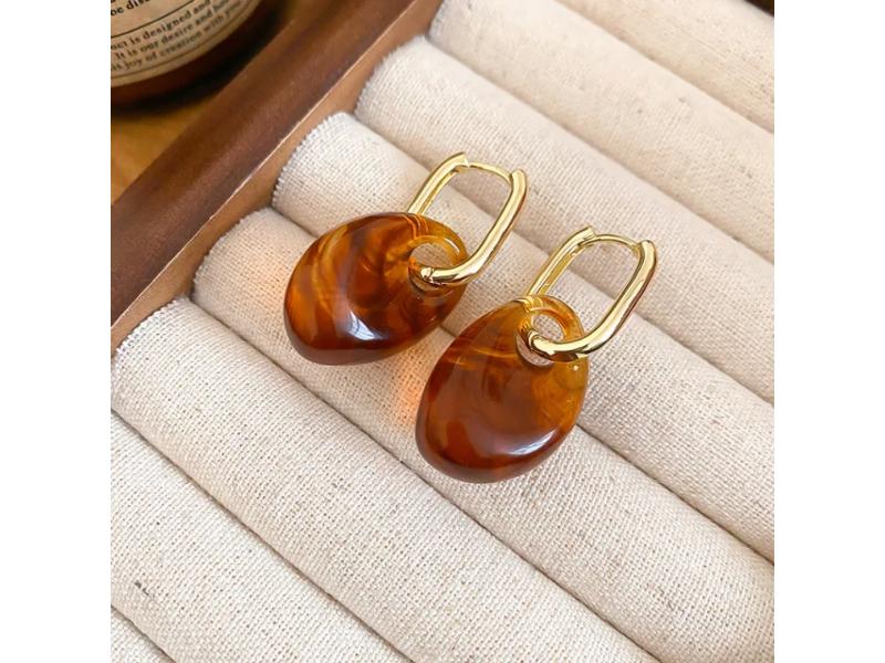 Σκουλαρίκια Amber Oval Drop