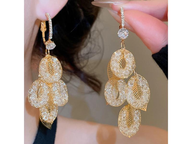 Κρεμαστά Σκουλαρίκια Leaf Sparkle