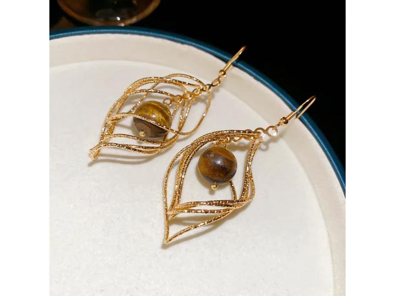 Σκουλαρίκια Tiger Eye Cage