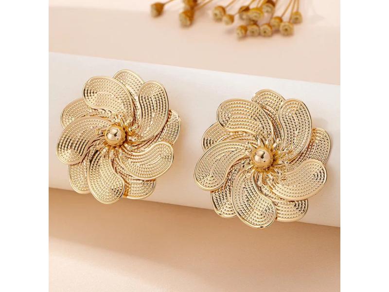 Χρυσά Flower Rosette Earrings
