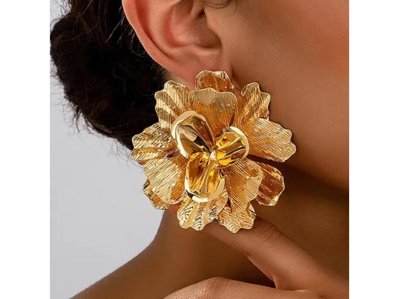 Χρυσά Oversized Floral Earrings
