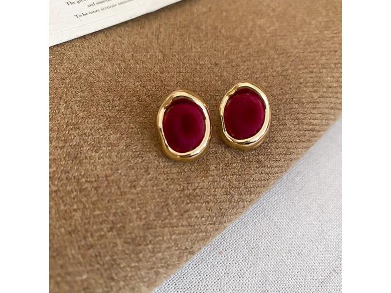 Σκουλαρίκια Velvet Oval Κόκκινο