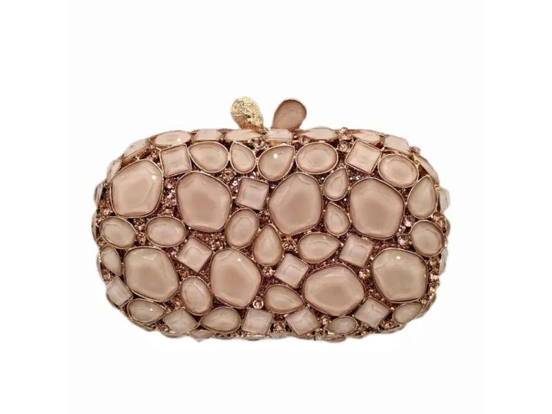 Jeweled Oval Clutch Bag