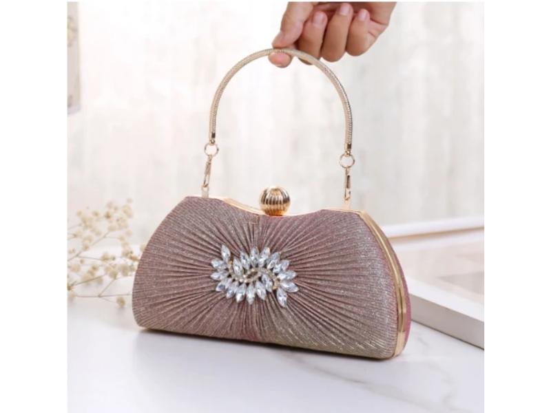 Crystal pleated clutch bag