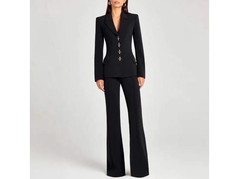 Σετ 3 Τεμαχίων Σακάκι Τοπ Και Παντελόνα Μαύρο