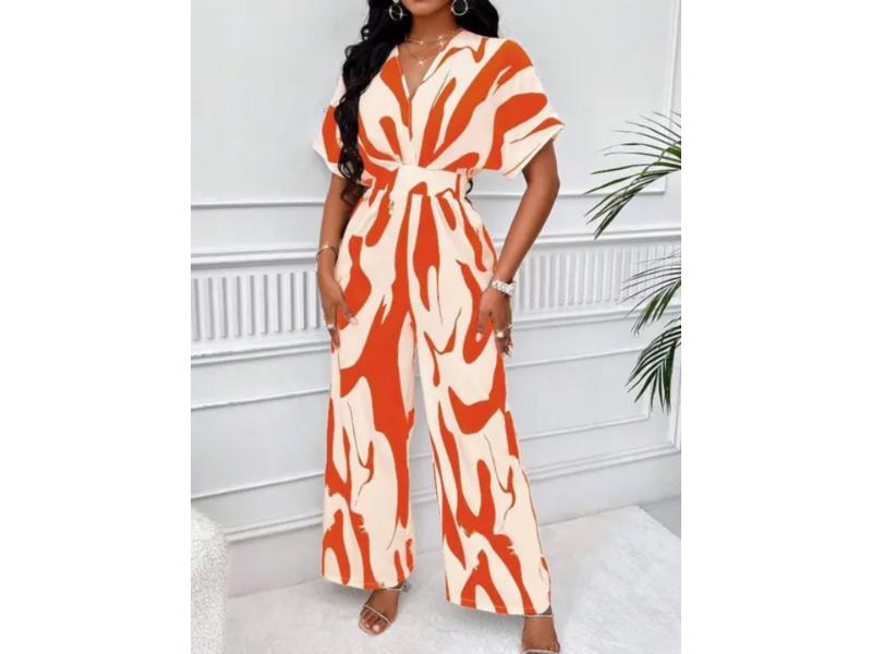 Ολόσωμη Φόρμα Abstract Print Πορτοκαλί