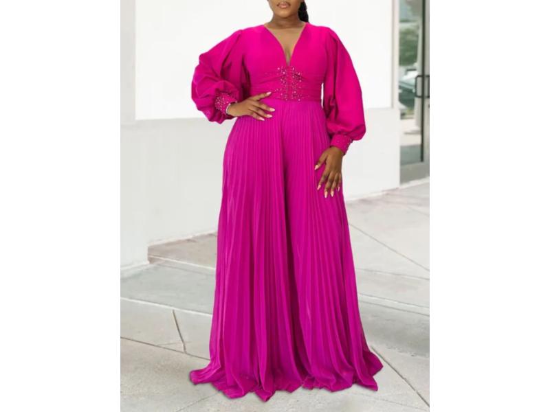 Maxi Ολόσωμη Φόρμα Pleated Glam Fuchsia