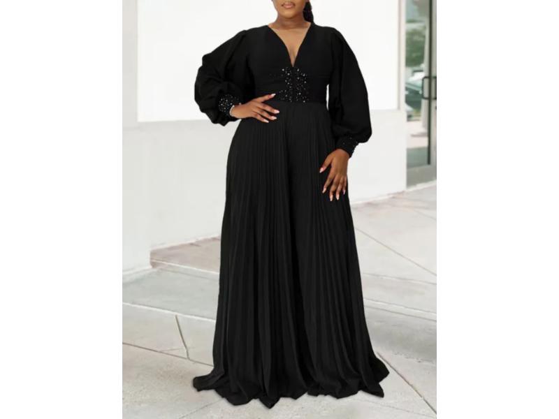 Maxi Ολόσωμη Φόρμα Pleated Glam Black