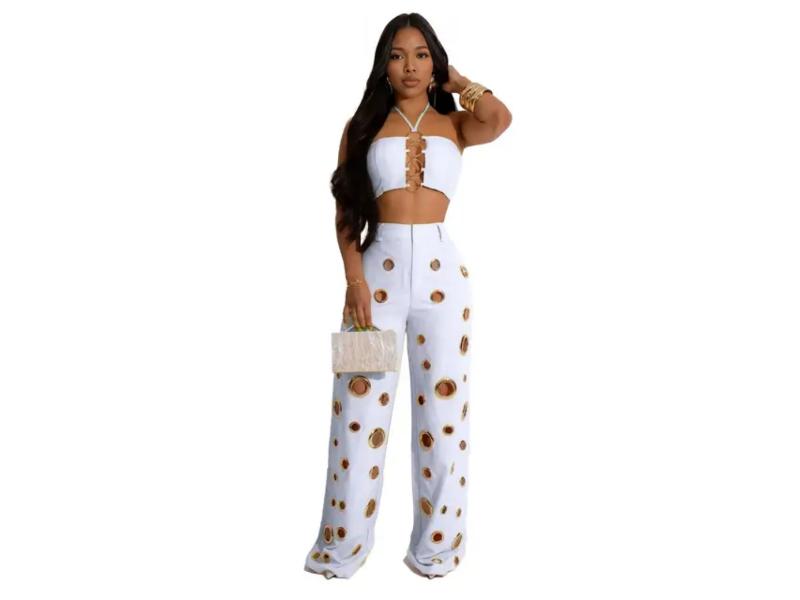 Σετ Παντελόνα Με Halter Τοπ White