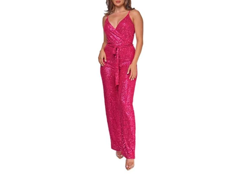 Ολόσωμη Φόρμα Παγιέτα Wrap Fuchsia
