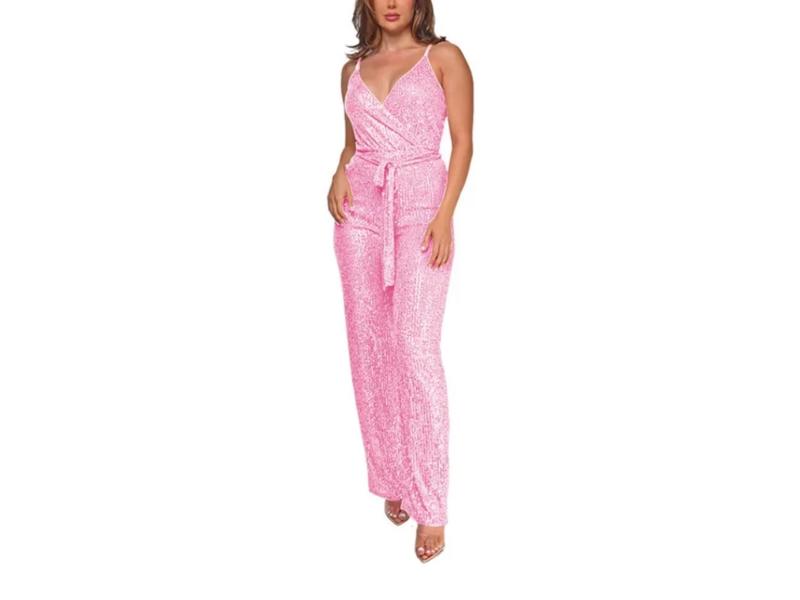 Ολόσωμη Φόρμα Παγιέτα Wrap Light Pink