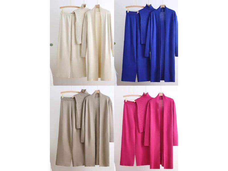 Σετ Πλεκτό Τοπ Παντελόνι & Μακριά Ζακέτα