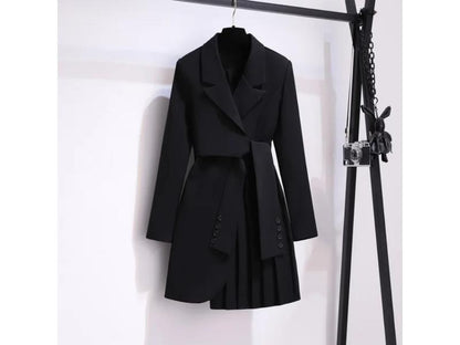 Μίνι Blazer Φόρεμα με Πιέτες και Ζώνη