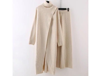 Πλεκτό Σετ με Ζιβάγκο και Μακριά Μπλούζα