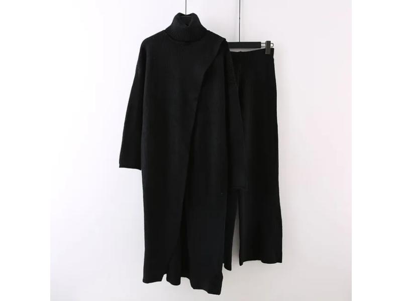 Πλεκτό Σετ με Ζιβάγκο και Μακριά Μπλούζα