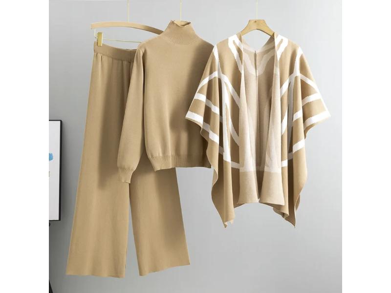 Πλεκτό Σετ με Πόντσο και Ζιβάγκο