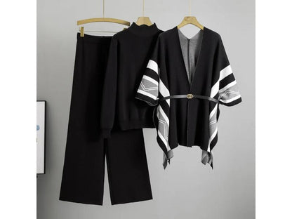 Πλεκτό Σετ με Ζιβάγκο και Πόντσο