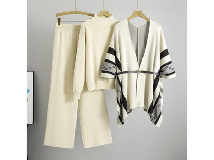 Πλεκτό Σετ με Ζιβάγκο και Πόντσο