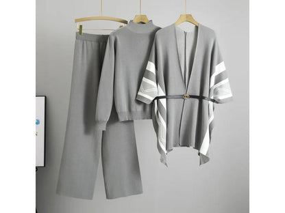 Πλεκτό Σετ με Ζιβάγκο και Πόντσο