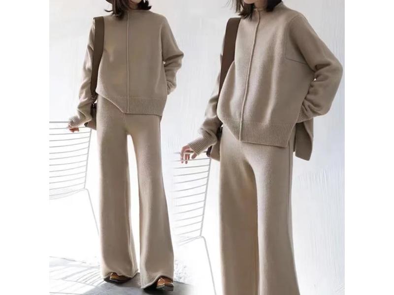 Πλεκτό Σετ με Φαρδύ Παντελόνι και Ζιβάγκο