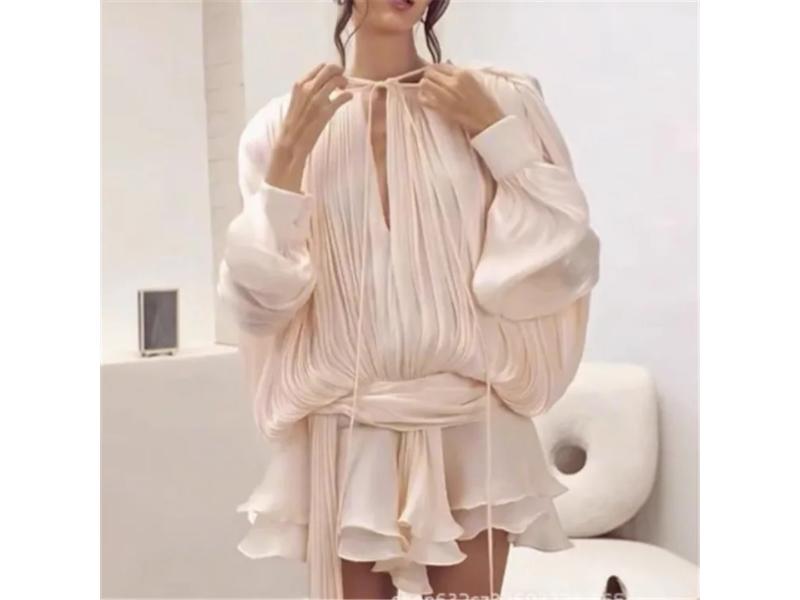 Σατέν Τοπ με Πλισέ Σχέδιο και Δέσιμο