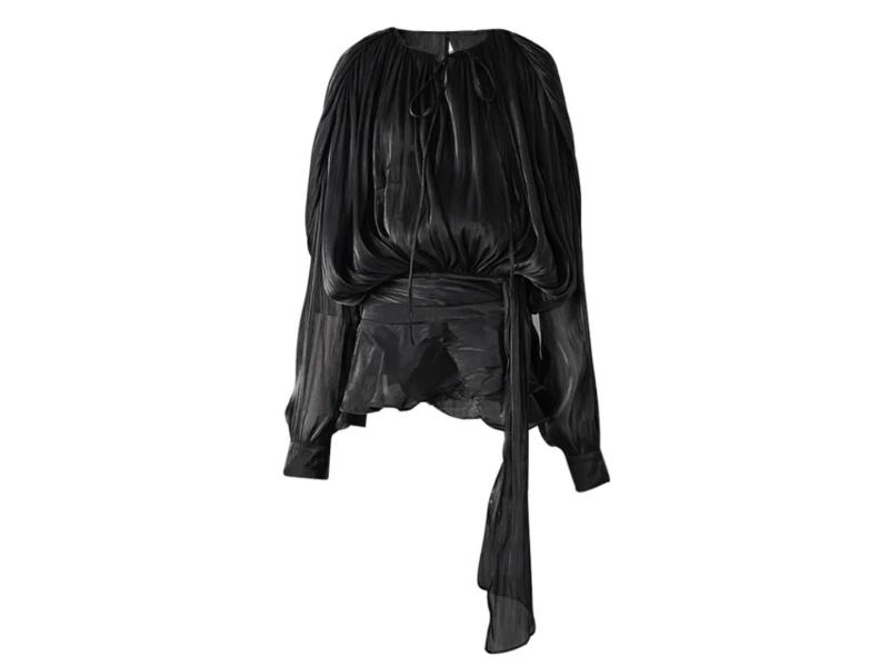 Σατέν Τοπ με Πλισέ Σχέδιο και Δέσιμο